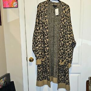 Leopard Print Cardigan Sz 2x NWT